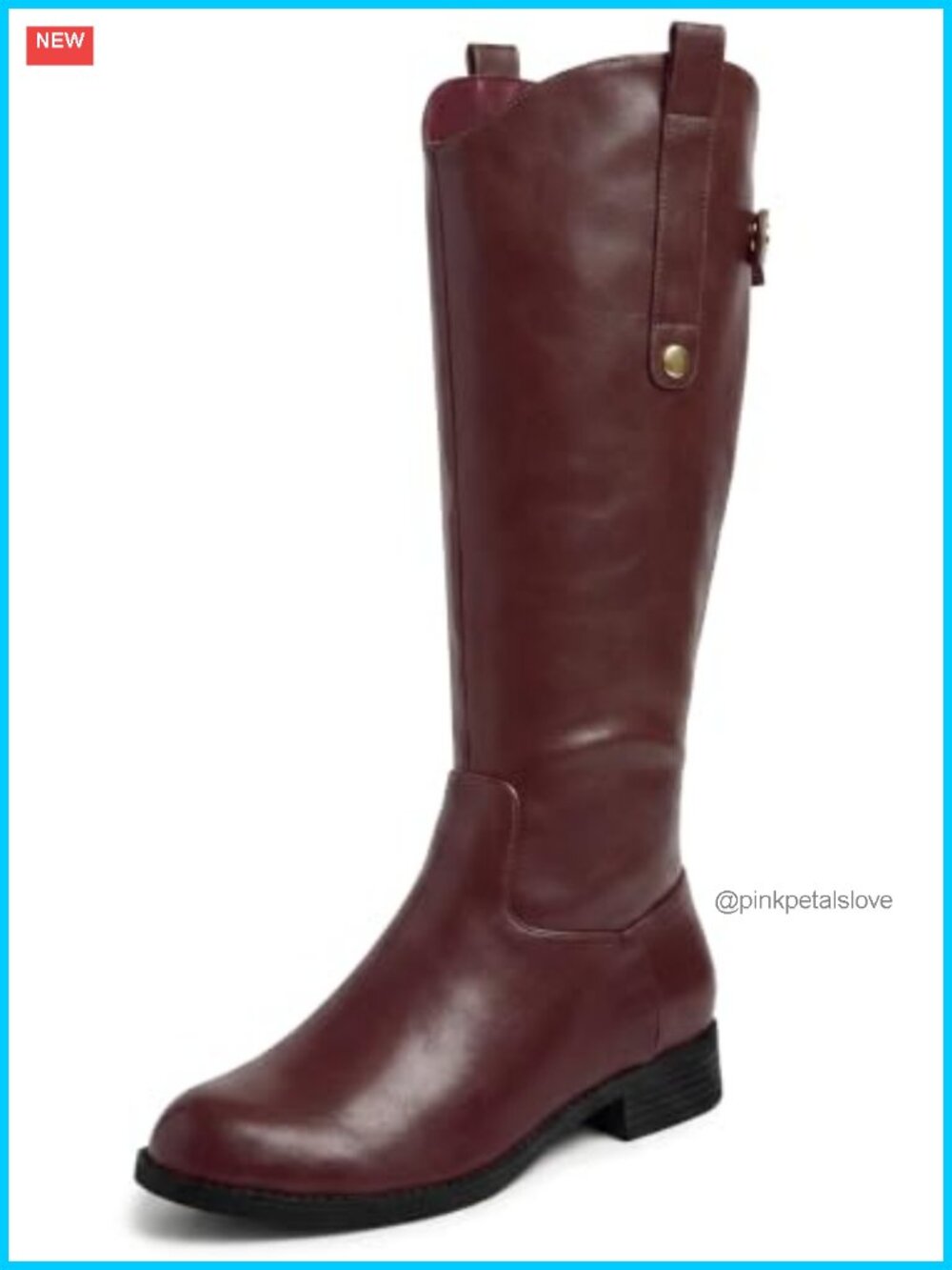 Womens Knee High Boots Chunky Low Heel Riding Boots Back Zipper Tall Faux